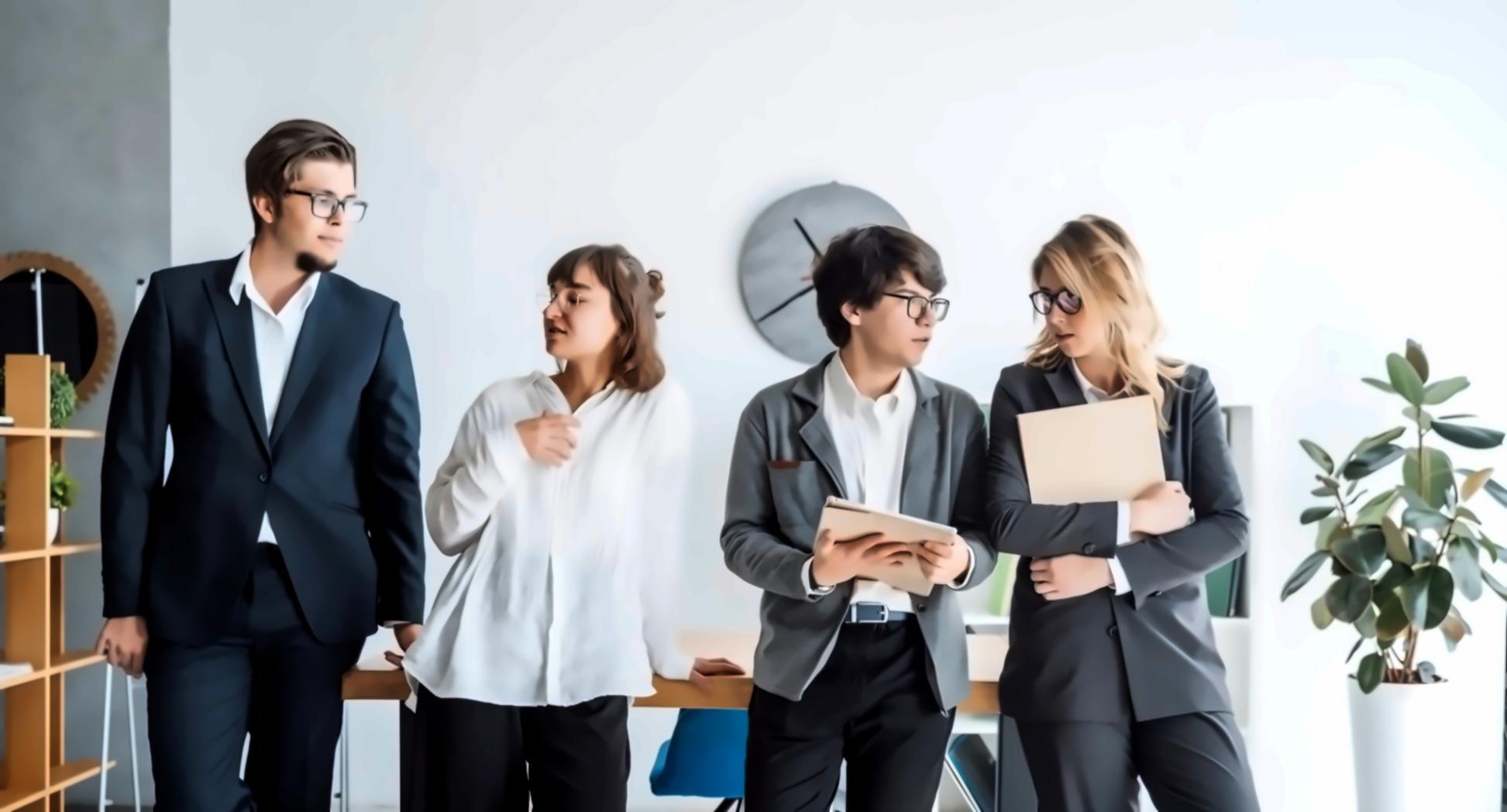 Modern office workspace showing noventlorax team collaboration